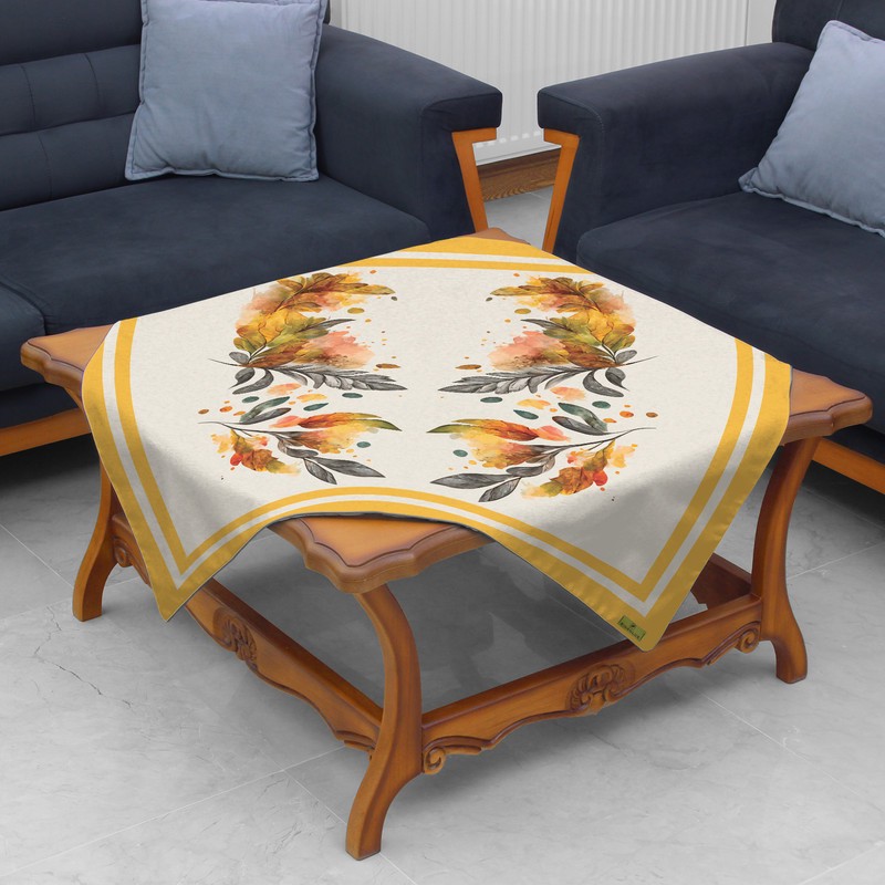 رومیزی ریحانلوکس مدل برگ پاییز RH132 سایز 97x97 سانتیمتر