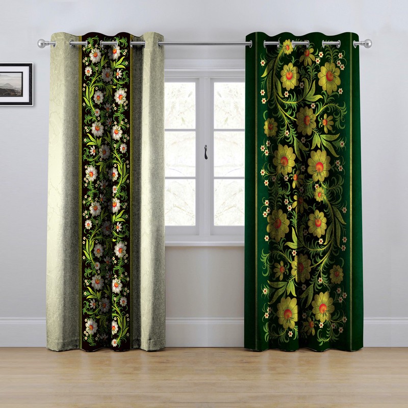پرده مدل گلدار پانچی سایز 280x145 سانتی متر
