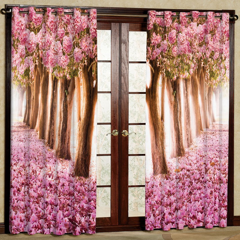 پرده مدل درخت و شکوفه های هازان پانچی کد 2212 سایز 140x200 سانتی متر