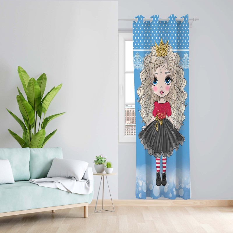 پرده طرح اتاق کودک مدل مخمل پانچی کد 1601 z سایز 140x200 سانتی متر
