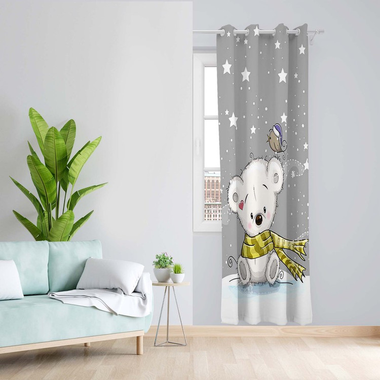 پرده طرح کودک خرس مدل مخمل پانچی کد 5331 z سایز 140x200 سانتی متر