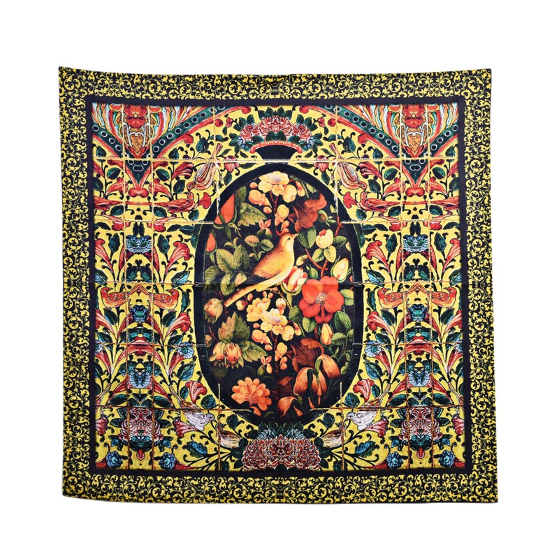 رومیزی مدل مخمل طرح گل و مرغ کد 91