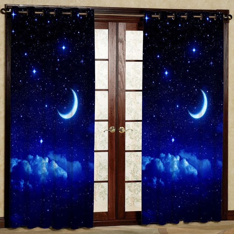 پرده مدل آسمان ماه و ستاره مخمل پانچی کد 4450 سایز 200x140 سانتی متر
