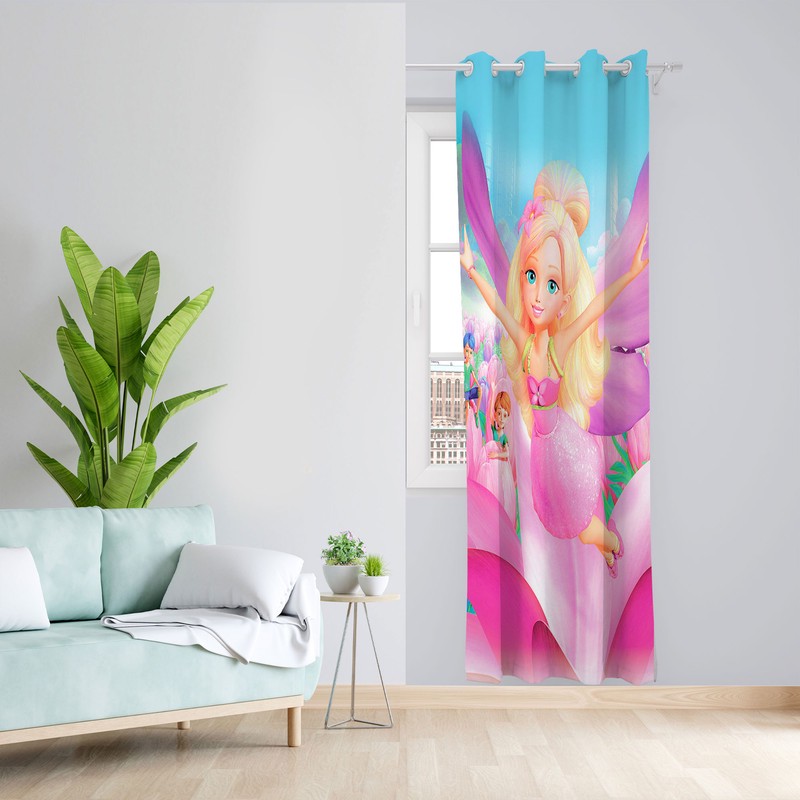 پرده مدل اتاق کودک مخمل پانچی طرح دخترانه کد 4865 سایز 140x280 سانتی متر