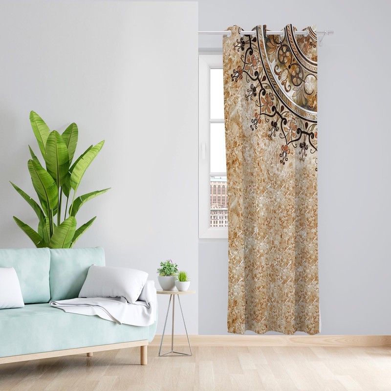 پرده طرح پتینه و گل مدل مخمل پانچی کد 1232سایز 140x200 سانتی متر