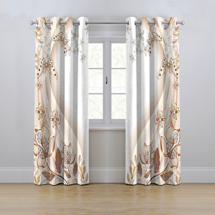 پرده مدل پانچی طرح گل سایز 280x145 سانتی متر
