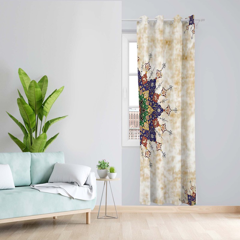 پرده طرح سنتی مدل مخمل پانچی کد 5238R z سایز 140x200 سانتی متر