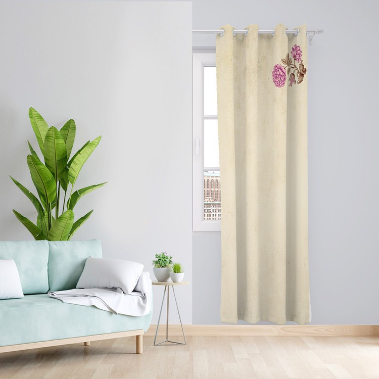 پرده طرح گل مدل مخمل پانچی کد 1865 z سایز 140x200 سانتی متر