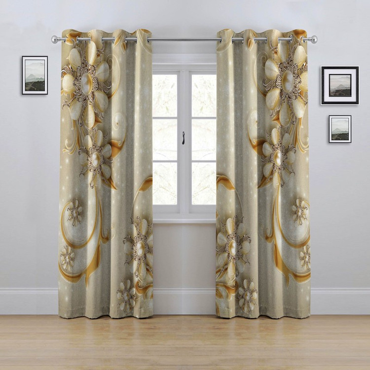 پرده مدل پانچی طرح گل سه بعدی سایز 280x145 سانتی متر