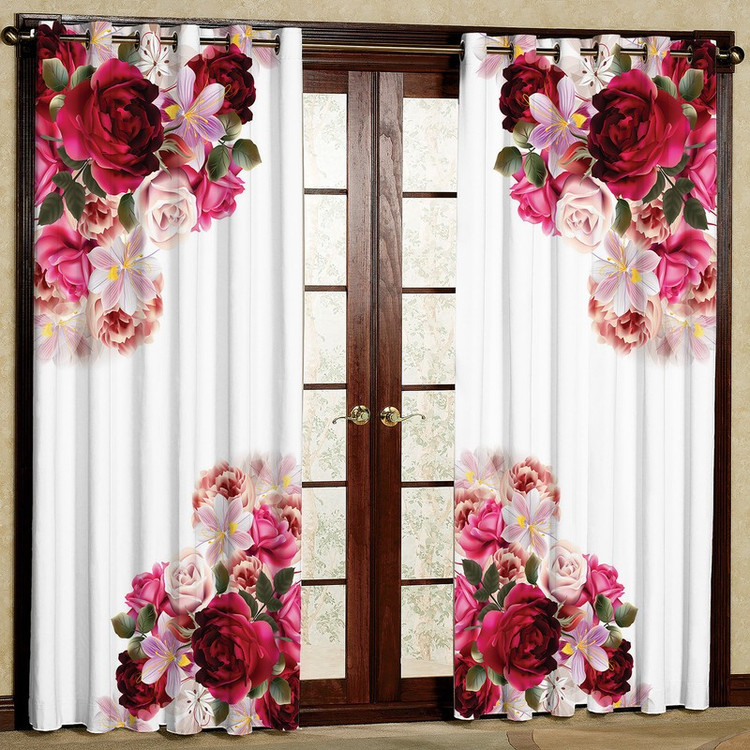 پرده مدل گل دار مخمل پانچی کد 436 سایز 140x280 سانتی متر