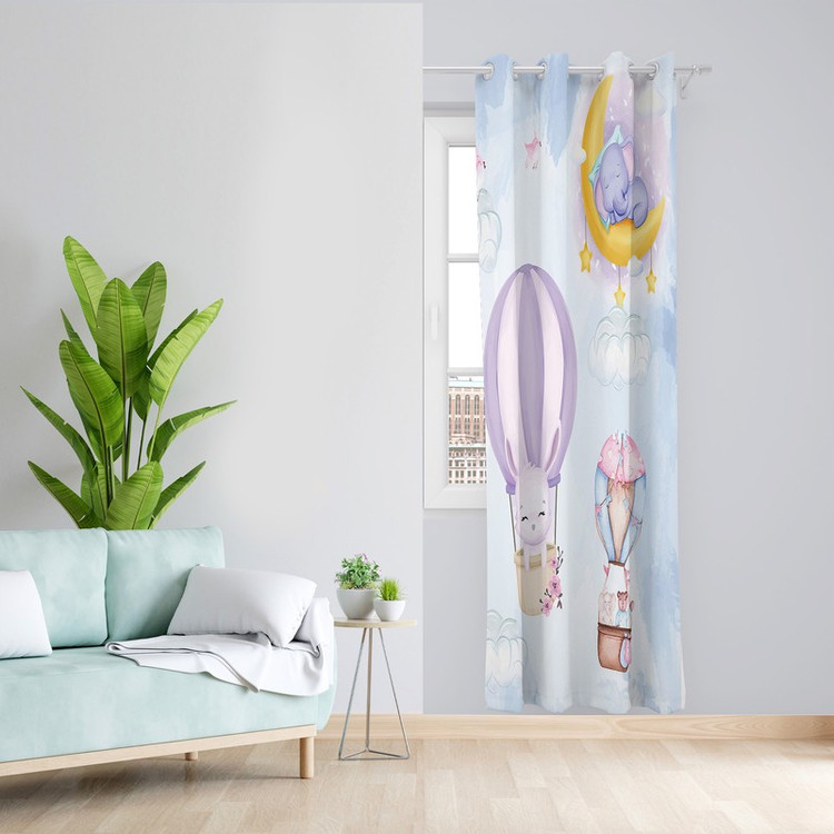 پرده طرح کودک بالن مدل مخمل پانچی کد 2547 z سایز 140x200 سانتی متر