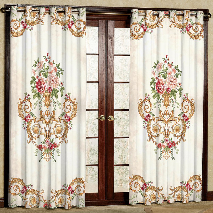 پرده بارمان دکور طرح ترنج مدل هازان پانچی کد 5328 W سایز 140x280 سانتی متر