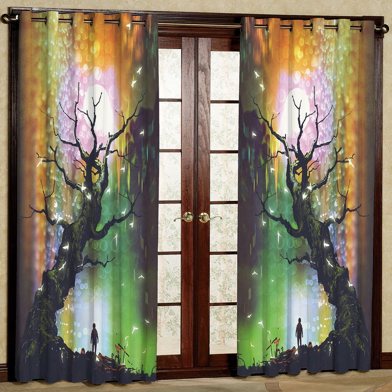 پرده مدل درخت خشکیده مخمل پانچی کد 2226سایز 200x140 سانتی متر