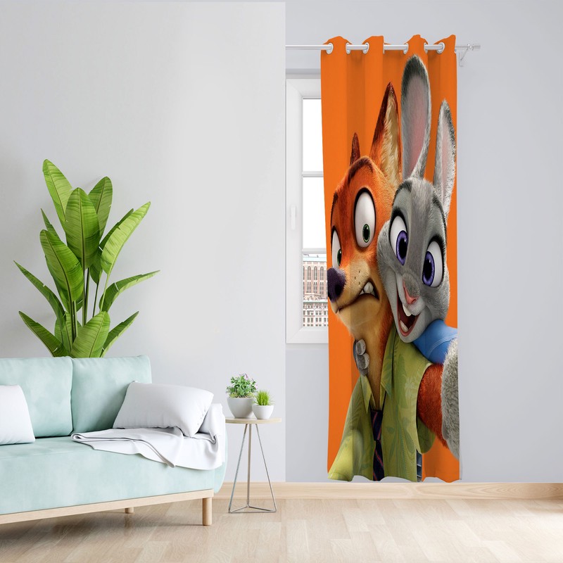 پرده مدل زوتوپیا مخمل پانچی کد 4195 سایز 140x280 سانتی متر