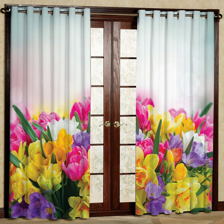 پرده مدل گل دار مخمل پانچی کد 442 سایز 140x280 سانتی متر