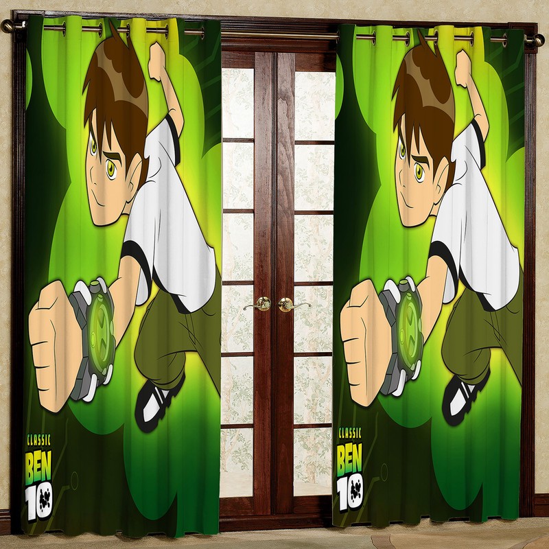 پرده مدل کارتون BEN10 مخمل پانچی کد 1179L سایز 140x280 سانتی متر