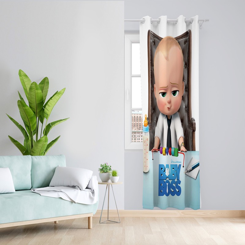 پرده طرح بچه رئیس مدل مخمل پانچی کد L 366L Z سایز 140x200 سانتی متر
