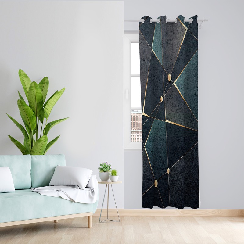 پرده طرح مثلث مدل مخمل پانچی کد 4228 z سایز 140x200 سانتی متر
