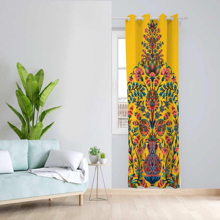 پرده طرح گل مدل مخمل پانچی کد 1315 سایز 140x200 سانتی متر