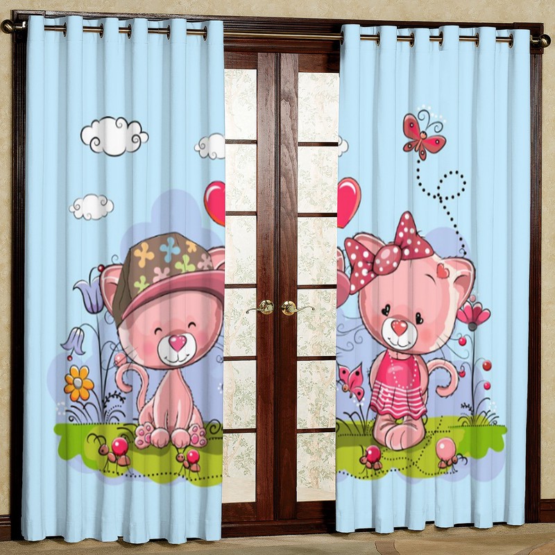 پرده طرح کودک خرس مدل مخمل پانچی کد 4352 W سایز 140x200 سانتی متر