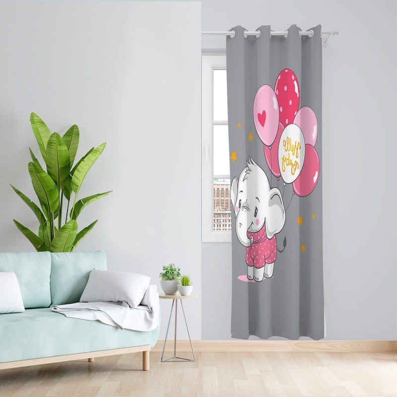 پرده طرح کودک فیل مدل مخمل پانچی کد 4270 z سایز 140x200 سانتی متر