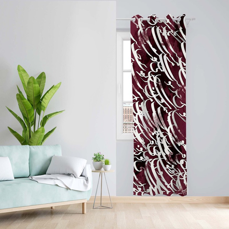 پرده طرح شعر مدل مخمل پانچی کد 5407R z سایز 140x200 سانتی متر