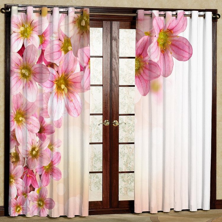 پرده مدل گل بهاری مخمل پانچی کد 267 سایز 140x280 سانتی متر