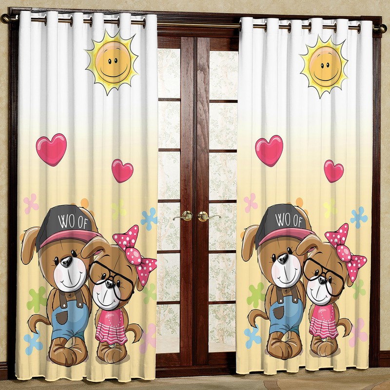 پرده مدل خرس هازان پانچی کد 1384 سایز 140x200 سانتی متر