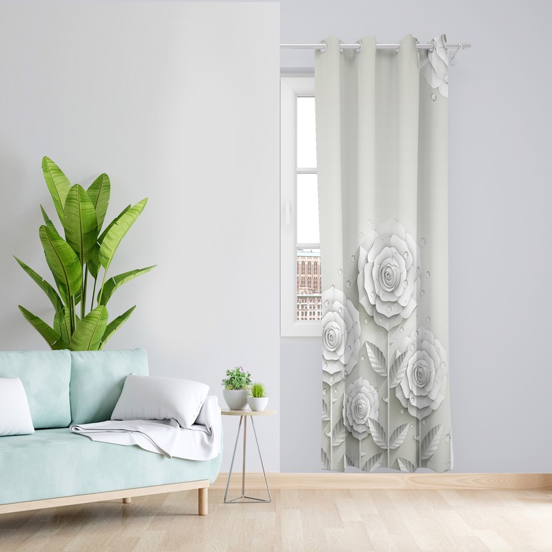 پرده طرح گل مدل مخمل پانچی کد L 1200L Z سایز 140x200 سانتی متر