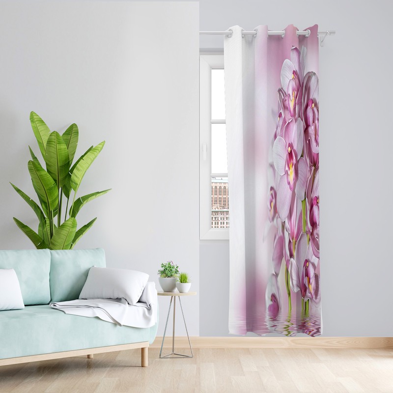 پرده طرح ارکیده مدل مخمل پانچی کد L 264 Z سایز 140x200 سانتی متر