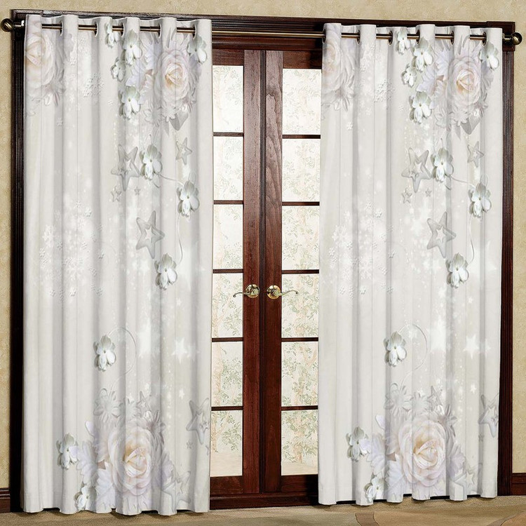 پرده بارمان دکور طرح گل مدل هازان پانچی کد 1403 W سایز 140x280 سانتی متر