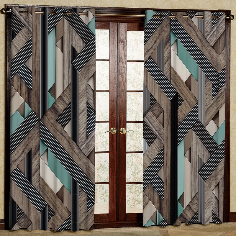 پرده طرح هندسی مدل مخمل پانچی کد 2651 W سایز 140x200 سانتی متر