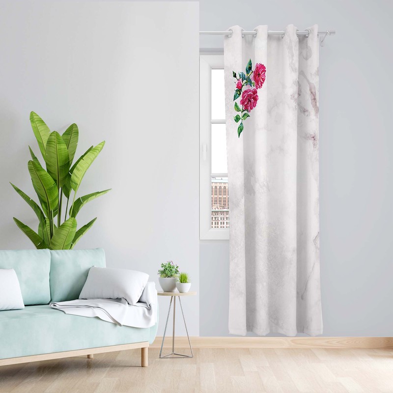 پرده طرح گل مدل مخمل پانچی کد 1557 z سایز 140x200 سانتی متر