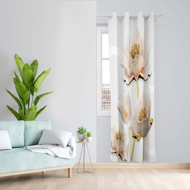 پرده طرح گل مدل مخمل پانچی کد 5114R z سایز 140x200 سانتی متر