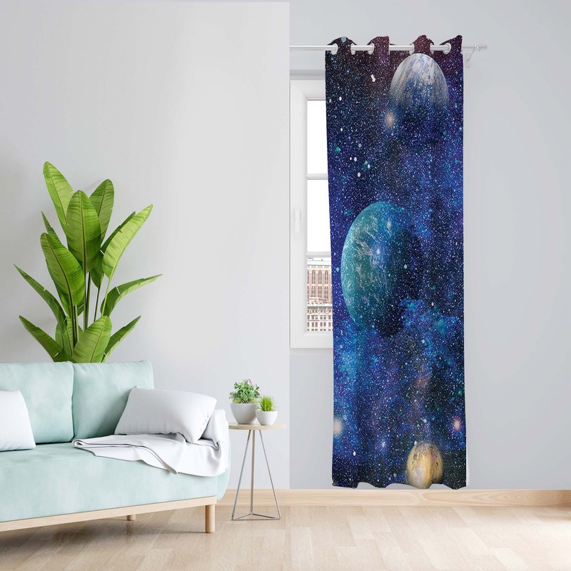 پرده طرح کهکشان مدل مخمل پانچی کد 1541 z سایز 140x200 سانتی متر