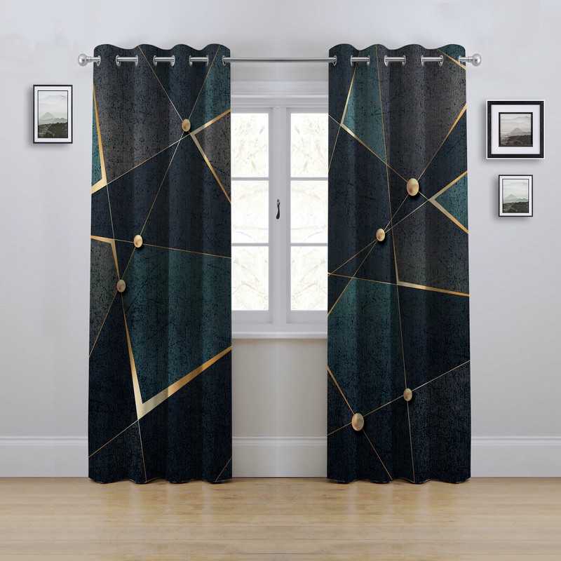 پرده مدل هندسی سایز 280x145 سانتی متر