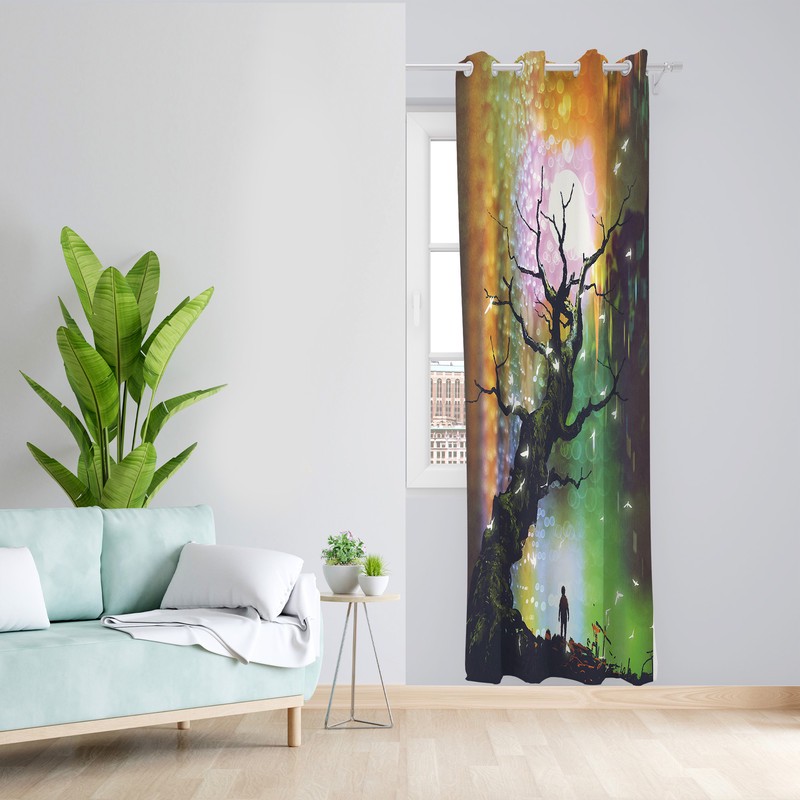 پرده طرح درخت مدل مخمل پانچی کد 2226 z سایز 140x200 سانتی متر