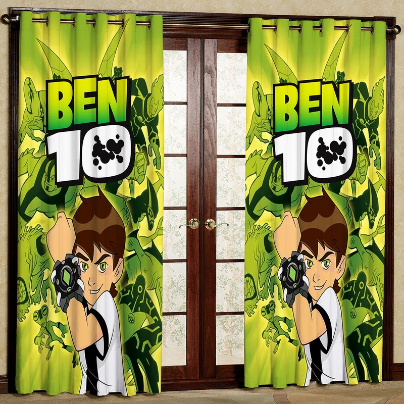 پرده مدل BEN10 مخمل پانچی کد 4386 سایز 200x140 سانتی متر