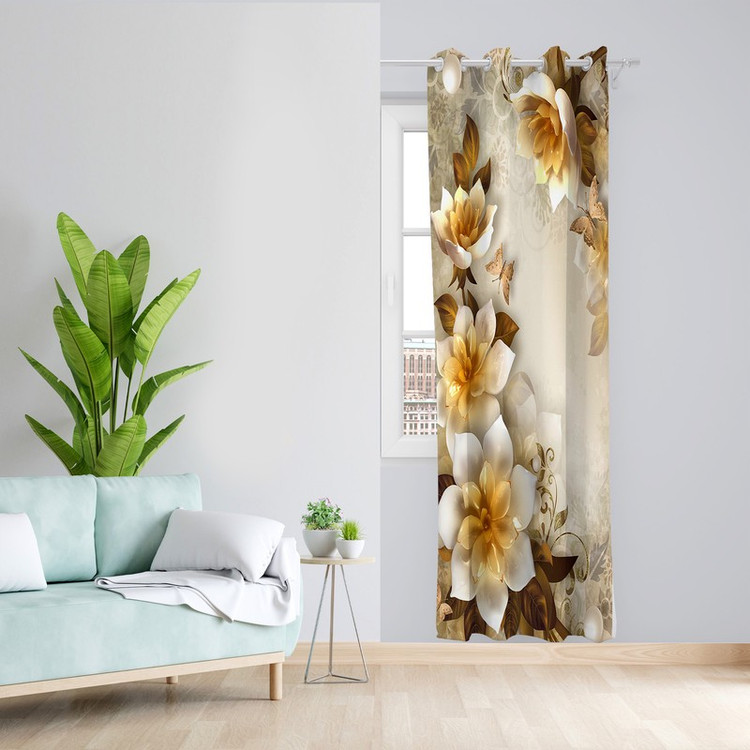 پرده طرح گل مدل مخمل پانچی کد 4132 z سایز 140x200 سانتی متر