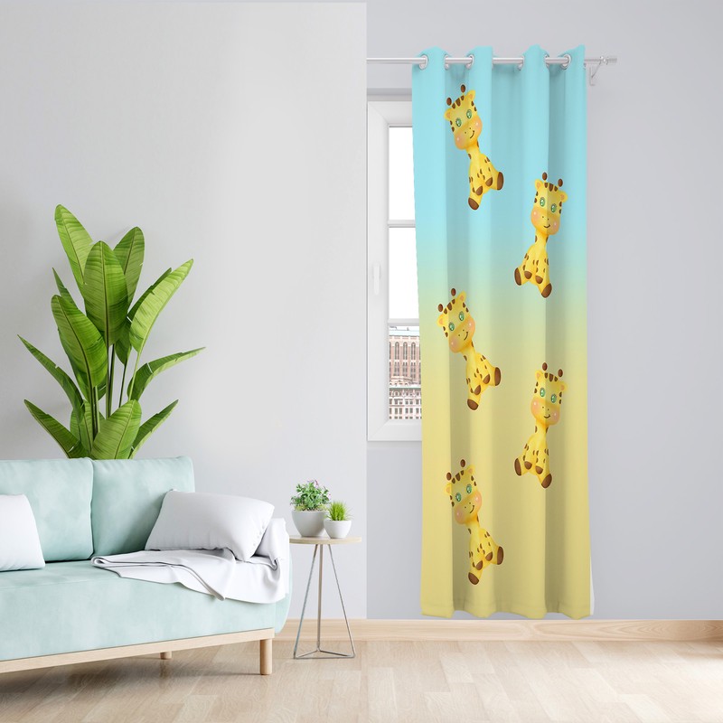 پرده طرح زرافه مدل مخمل پانچی کد 4233 z سایز 140x200 سانتی متر