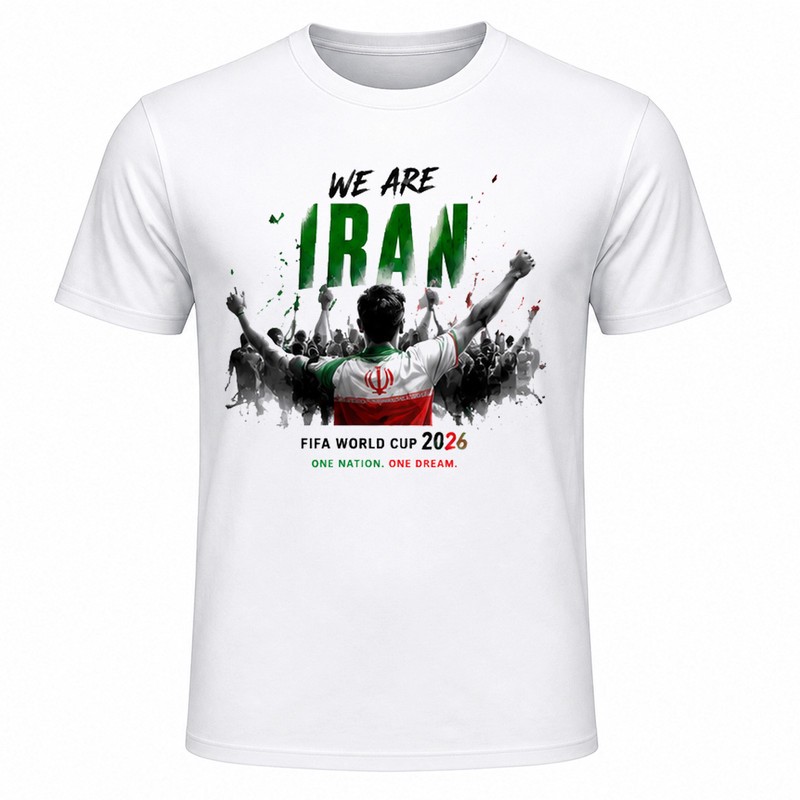 تیشرت آستین کوتاه یقه گرد مردانه مدل A11 طرح جام جهانی 2026 ایران